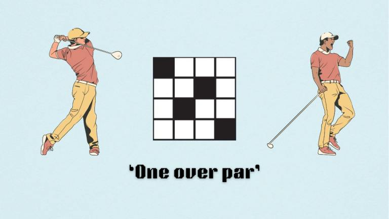 Picture showing the one over par clue cover in NYT Mini Crossword.