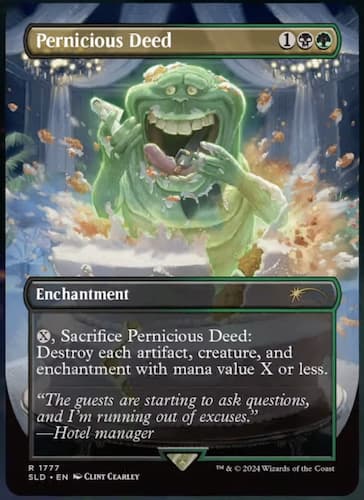 Slimer eating wedding cake at wedding through MTG Secret Lair Ghostbuster Slimer drop