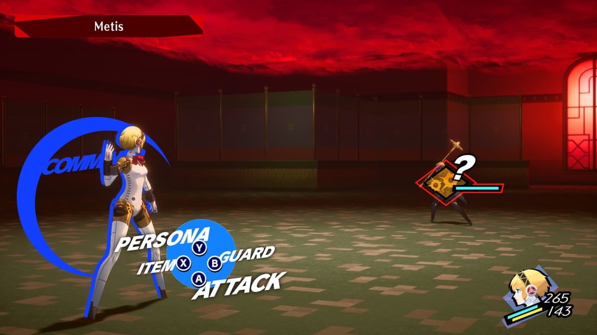 Aegis in battle with Metis getting ready to attack in Persona 3 Reload Episode Aigis