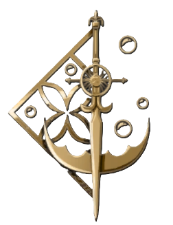 A golden symbol showing the Plagued Conquest Mask Line, a sword in the shape of an anchor. 