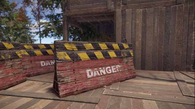 Picture showing the revamped Danger Barricade in Rust after the developer asked the creator to change it.