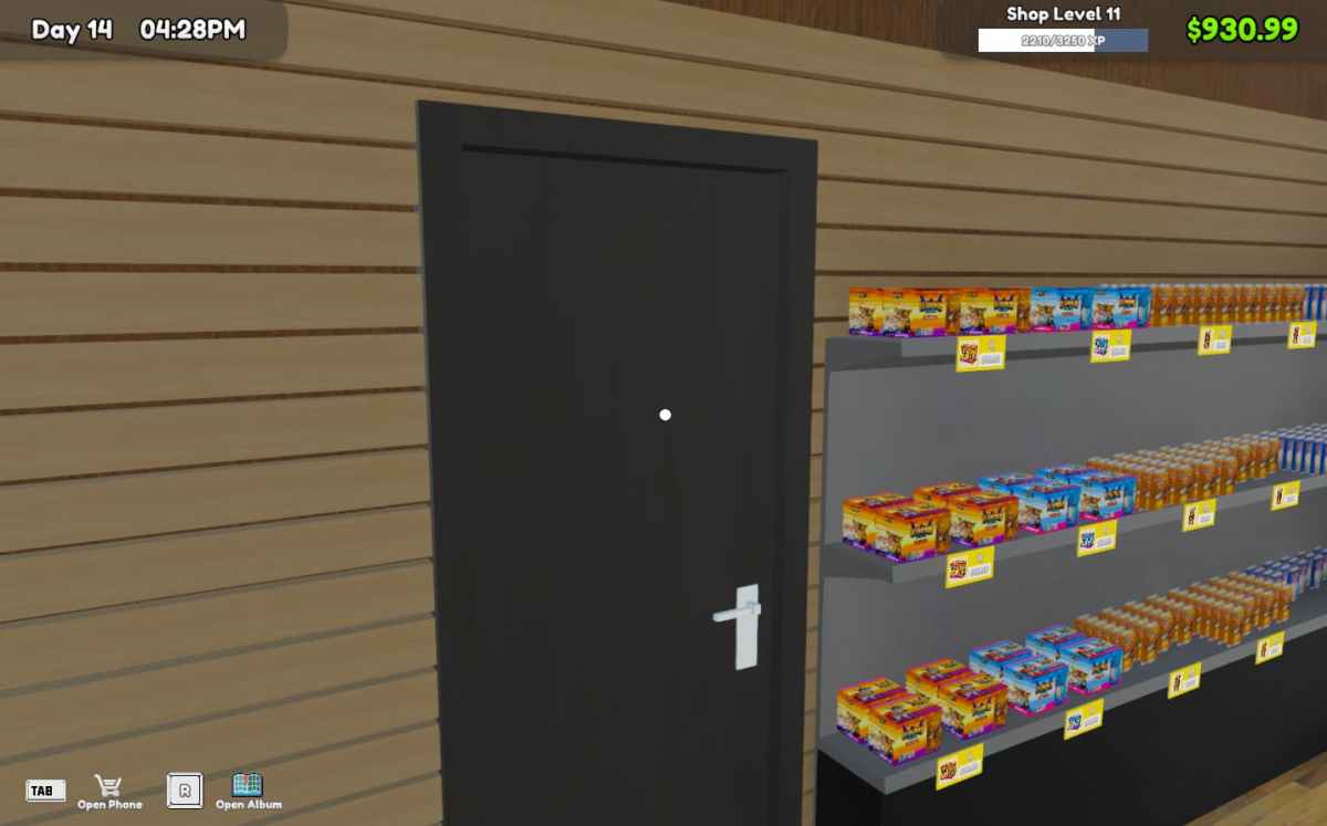 locked storage door in tcg card game sim