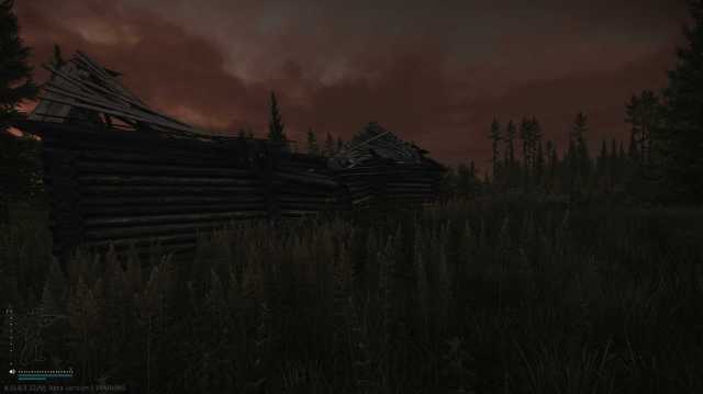 A destroyed house sitting in a pile of long grass and weeds in Escape from Tarkov.