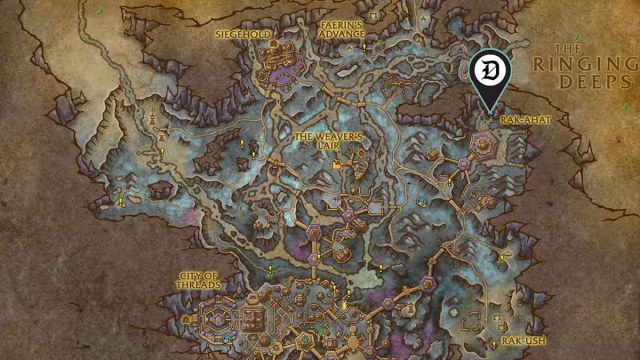 WoW Azj-Kahet map with Kah'teht location pinned