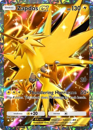 Zapdos ex full art from Genetic Apex