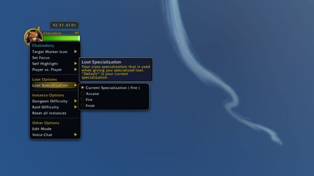 Change specialization in World of Warcraft.