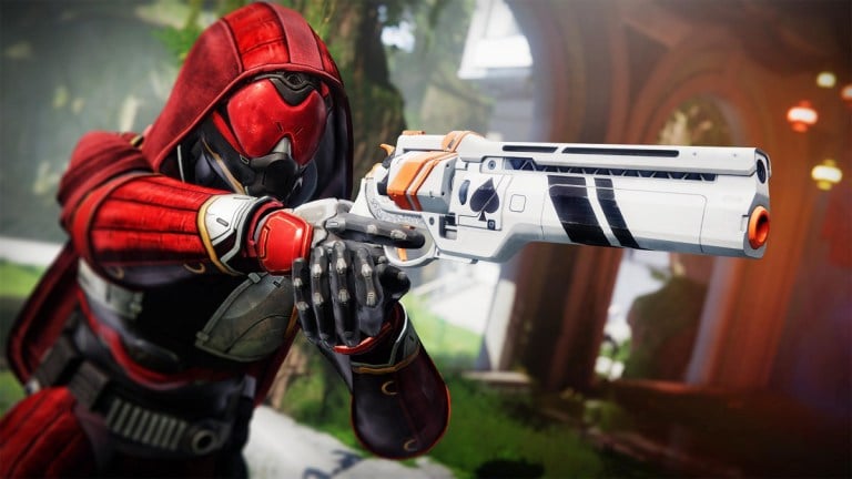 A destiny player wielding the Ace of Spades in its Nerf colors.