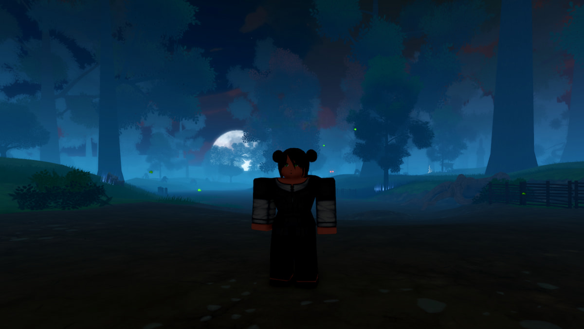 Standing in The Elder Woods at night in Devas of Creation.