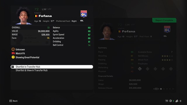 Malick Fofana stats in EA FC 25 Career Mode