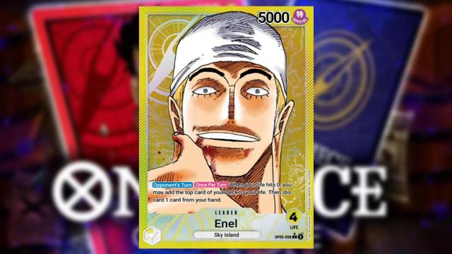 Enel from One Piece appears on a Yellow Leader card from the Bandai card game.