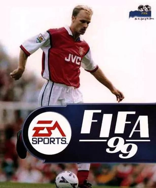 Dennis Bergkamp on the cover of FIFA 99