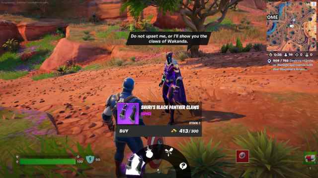 Shuri Fortnite NPC selling Black Panther Claws