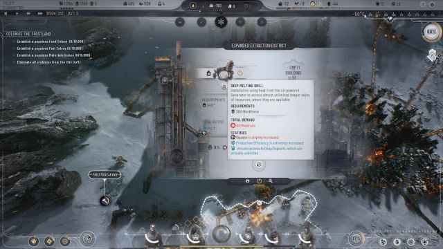 Extraction District with a Deep Melting Drill in Frostpunk 2