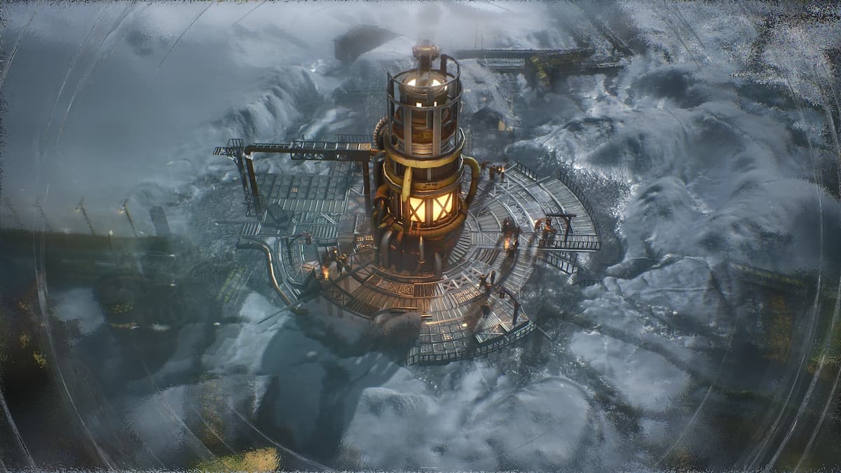 Zoomed in Food District in Frostpunk 2