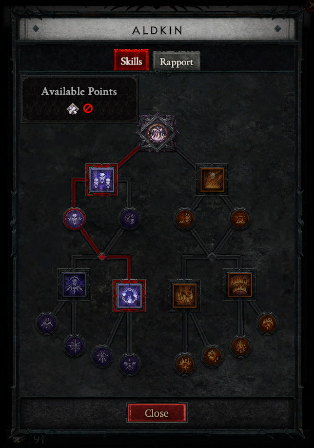 Aldkin Mercenary skill tree in Diablo 4