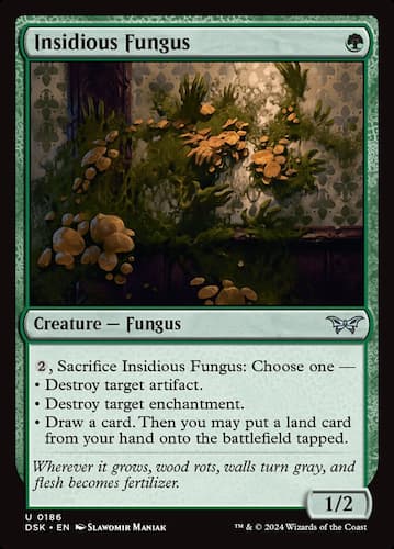 Fungal growth colored reddish brown growing on walls in Duskmourn MTG set