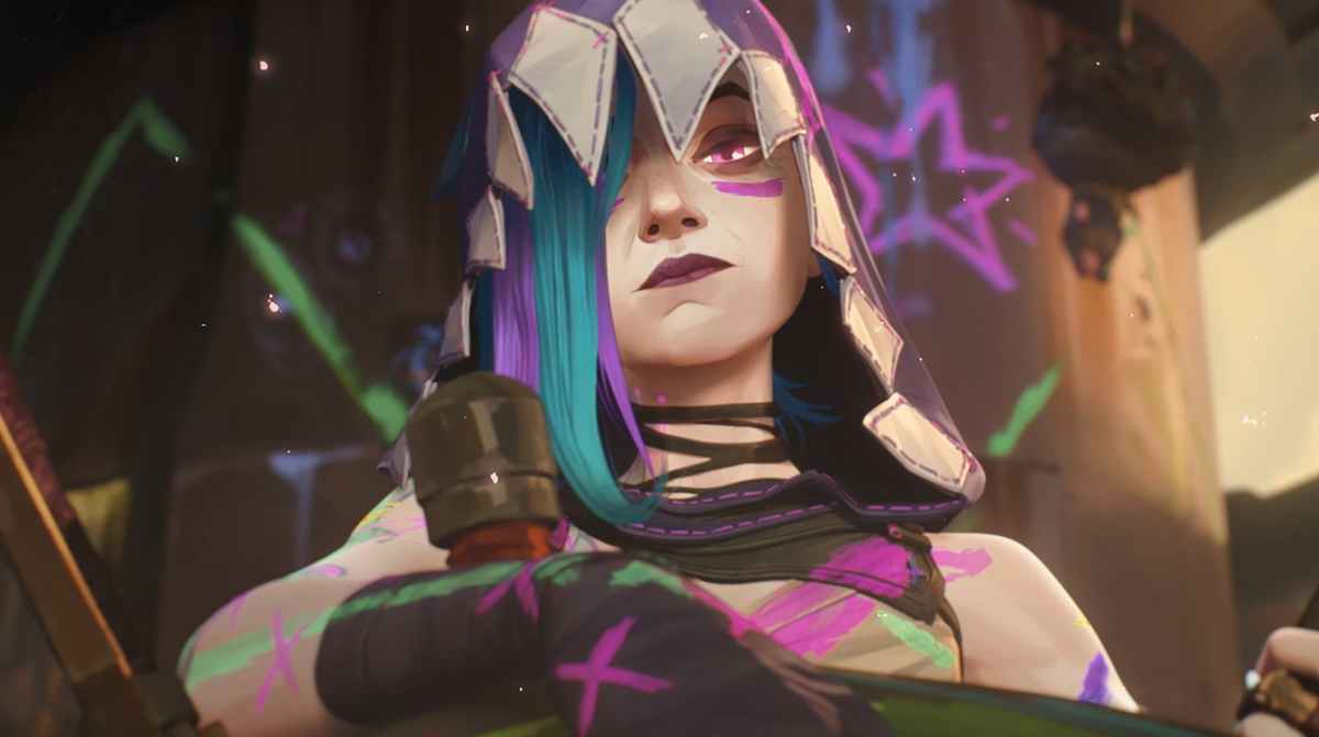 A close up of jinx as the revolutionary leader in arcane season 2