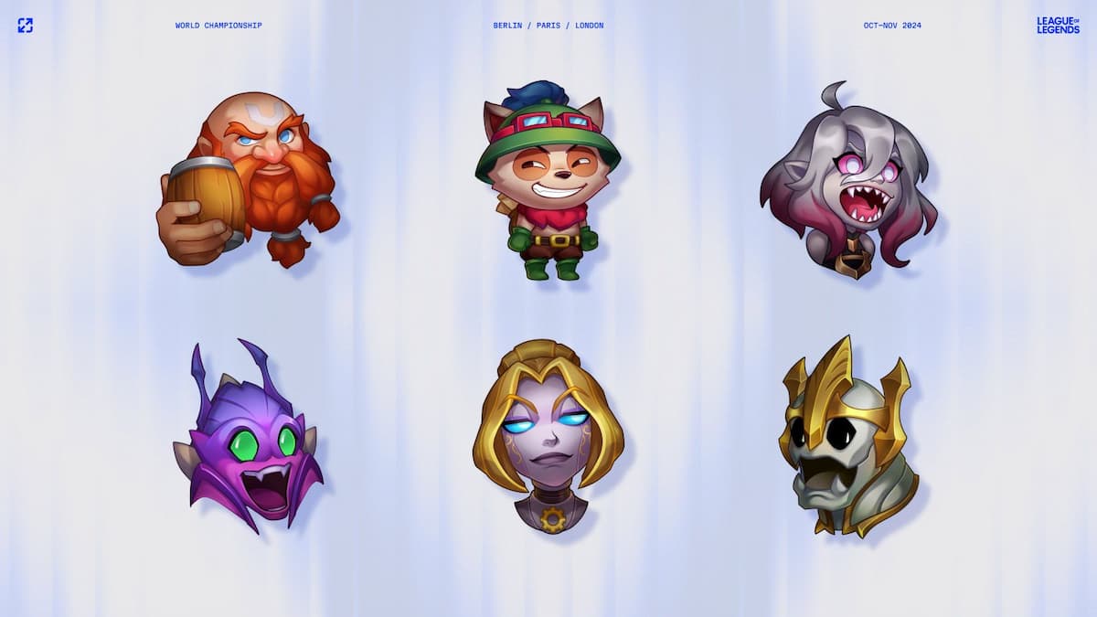 Six League of Legends emotes.