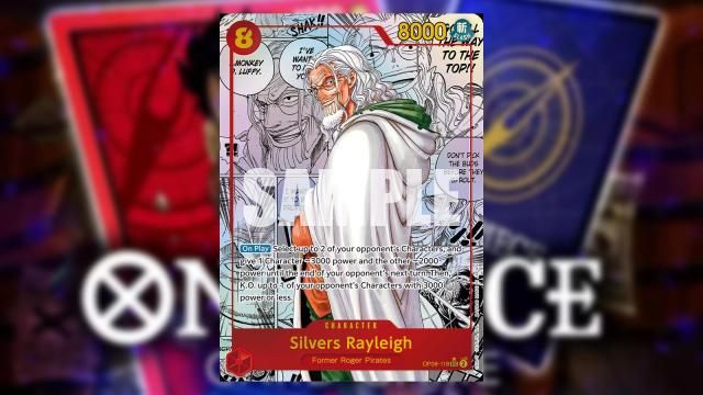 Silvers Rayleigh from One Piece appears on a Red Manga Rare Character card from the Bandai card game.