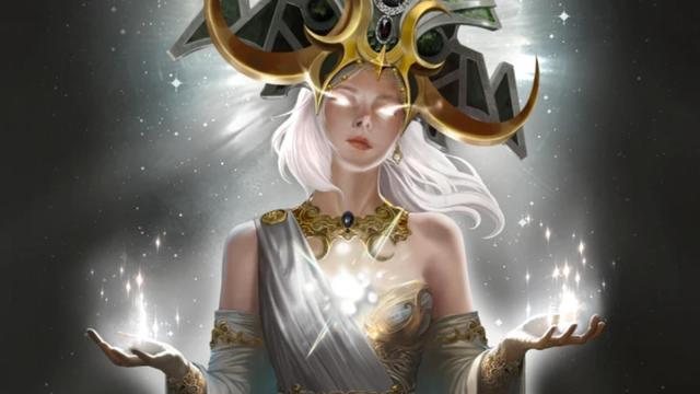 An Age of Mythology Retold goddesses casts several white-themed spells