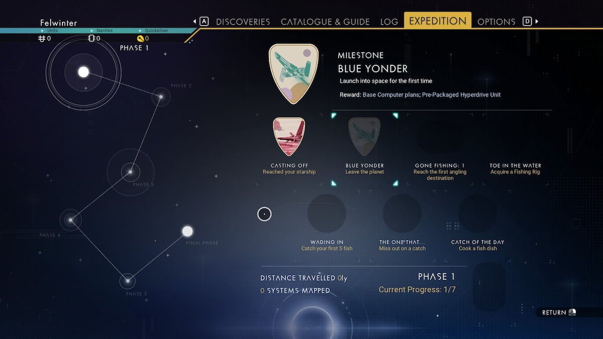 Aquarius expedition menu in No Man's Sky