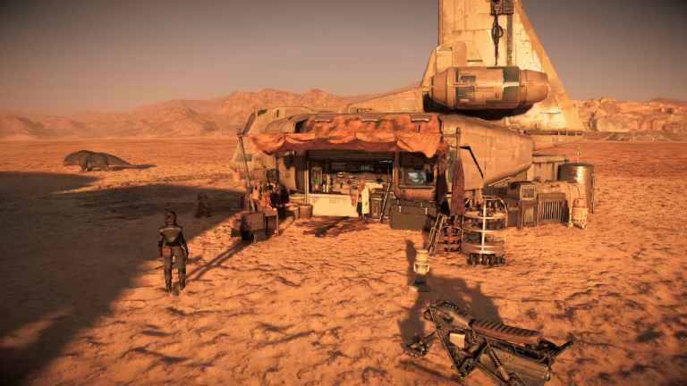 Shuma's ship on Tatooine in Star Wars Outlaws