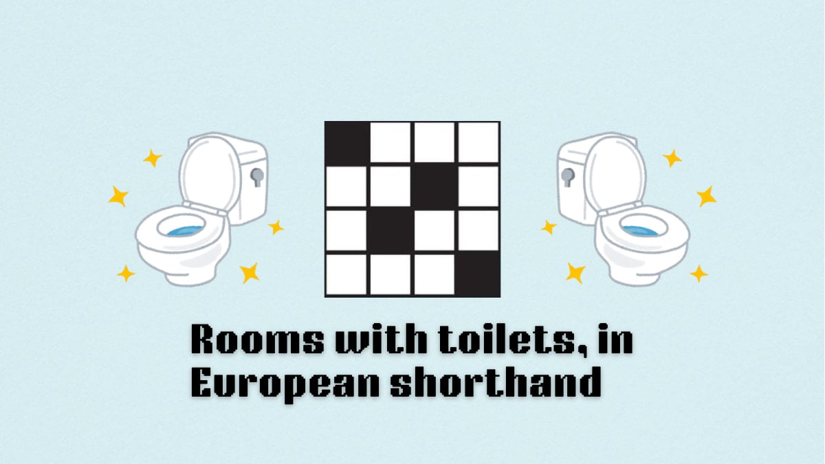 The "Rooms with toilets, in European shorthand" clue for the NYT Mini.