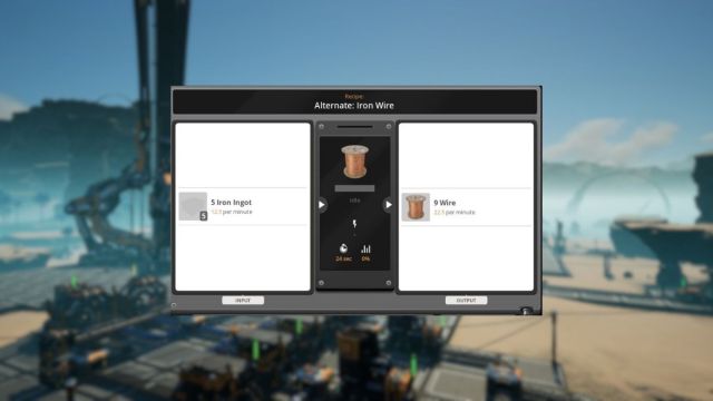 satisfactory iron wire alternate recipe inside constructor menu