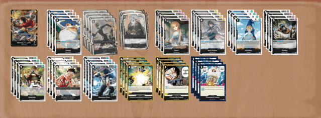 A fan-made sim version of the One Piece Card Game ST-14 3D2Y packet decklist.