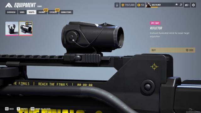 Reflector sight in FAMAS in THE FINALS