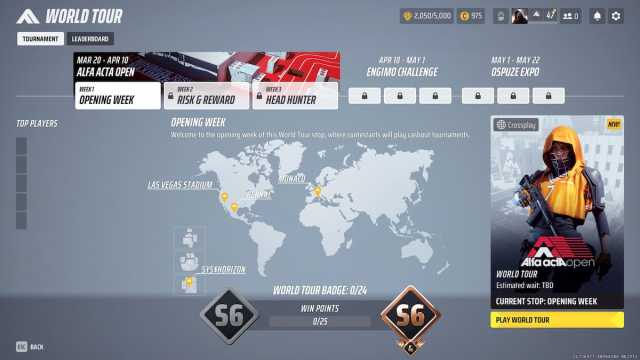 World Tour screen in THE FINALS