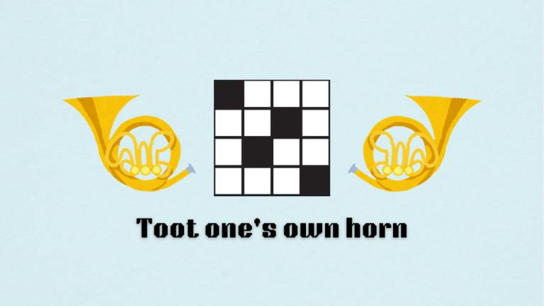 The Toot one's own horn clue on the NYT Mini Crossword puzzle.