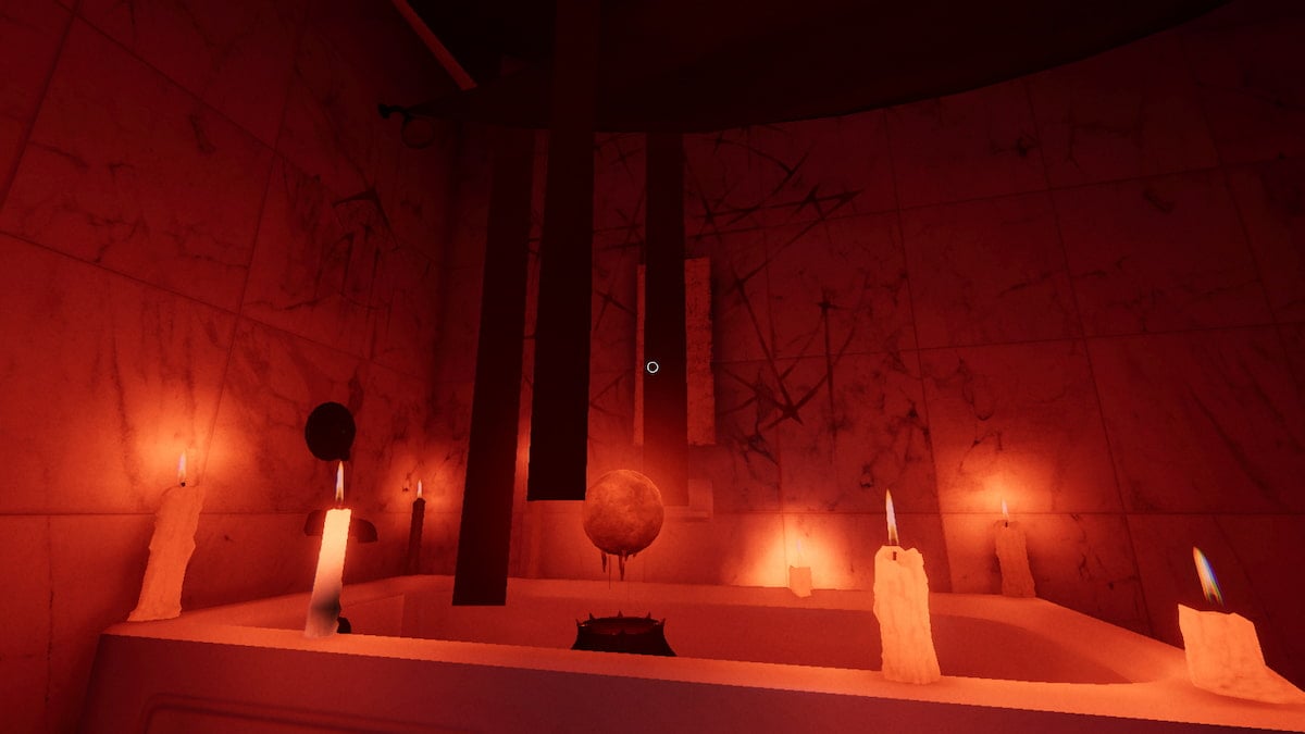 A bathroom at 42 Edgefield Road with a Totem and Blood Moon red light around it in Phasmophobia.