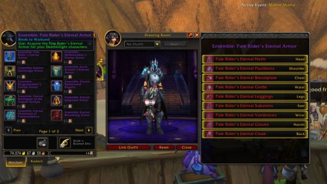 Armor sets in World of Warcraft during 20th Anniversary event in Tanaris.