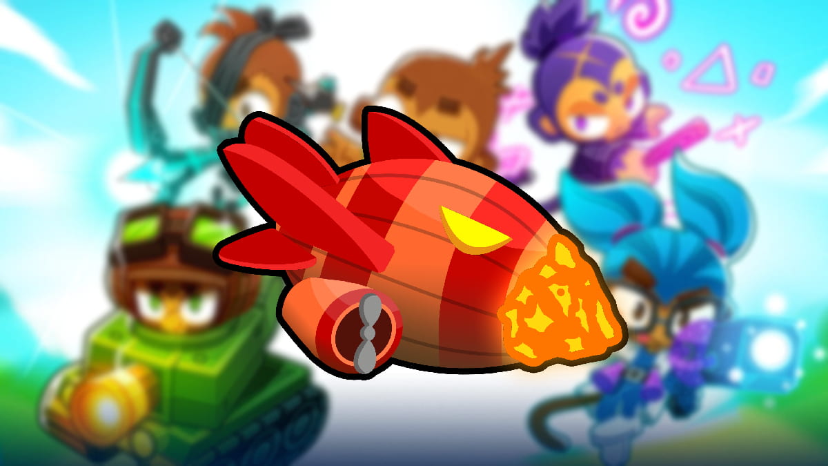 An image of the Blastapopoulos blimp, a red boss from Bloons TD6