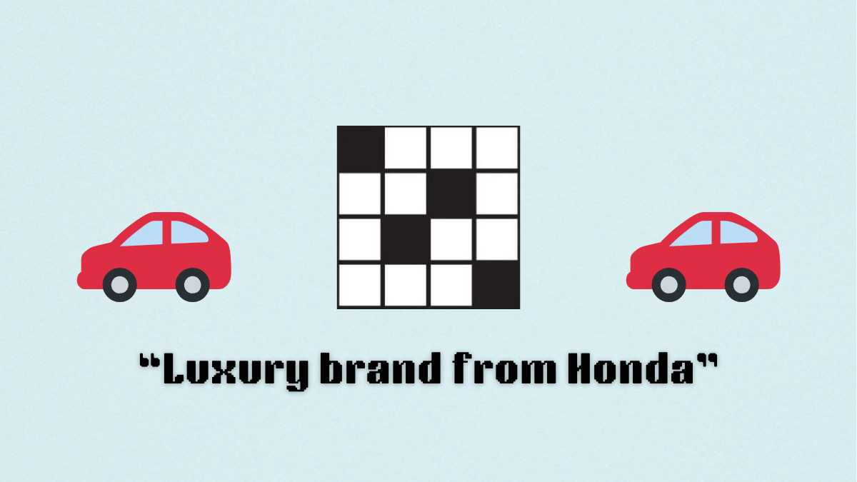 A blank crossword between two red car emojis, above a clue.