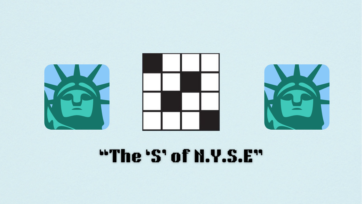 A blank crossword between two emojis showing the Statue of Liberty.