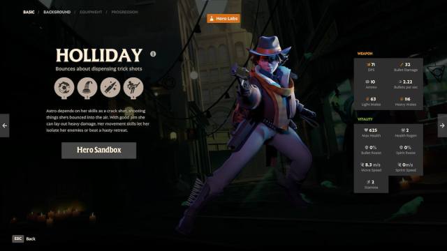 An image from Deadlock of Holliday, a new character wearing a cowboy hat and wielding a revolver.