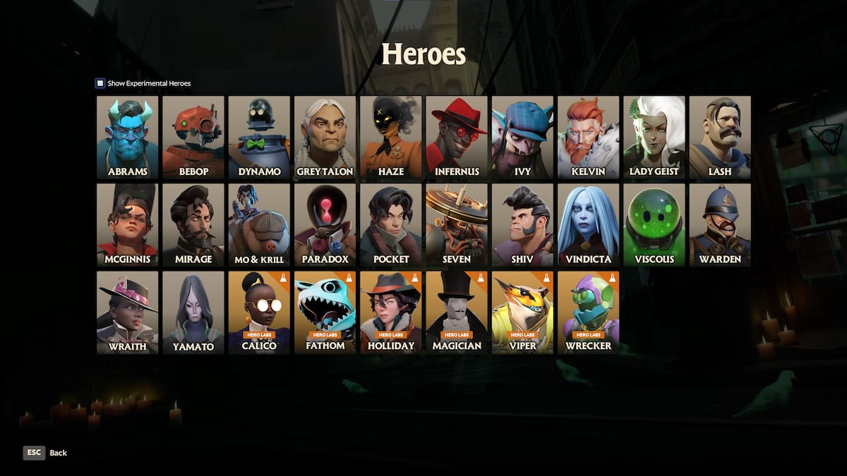 An image of the updated hero roster in Deadlock, which includes the six heros added with Hero Labs.