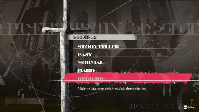 Difficulty mode selection screen from Metaphor ReFantazio.