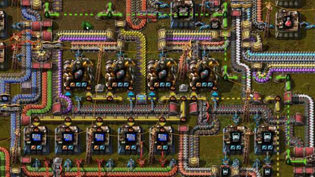 Image showing a pipeline in Factorio.