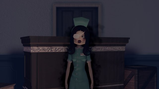 Picture showing Nurse Julie before the case in Halloween Lana Lore quest in Dress To Impress.