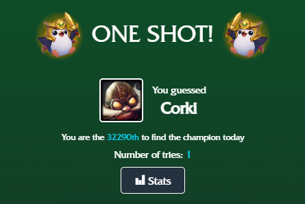 Picture showing the answer of Corki in Loldle.