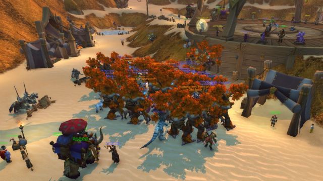 Mount competition in World of Warcraft with lots of tree mounts.