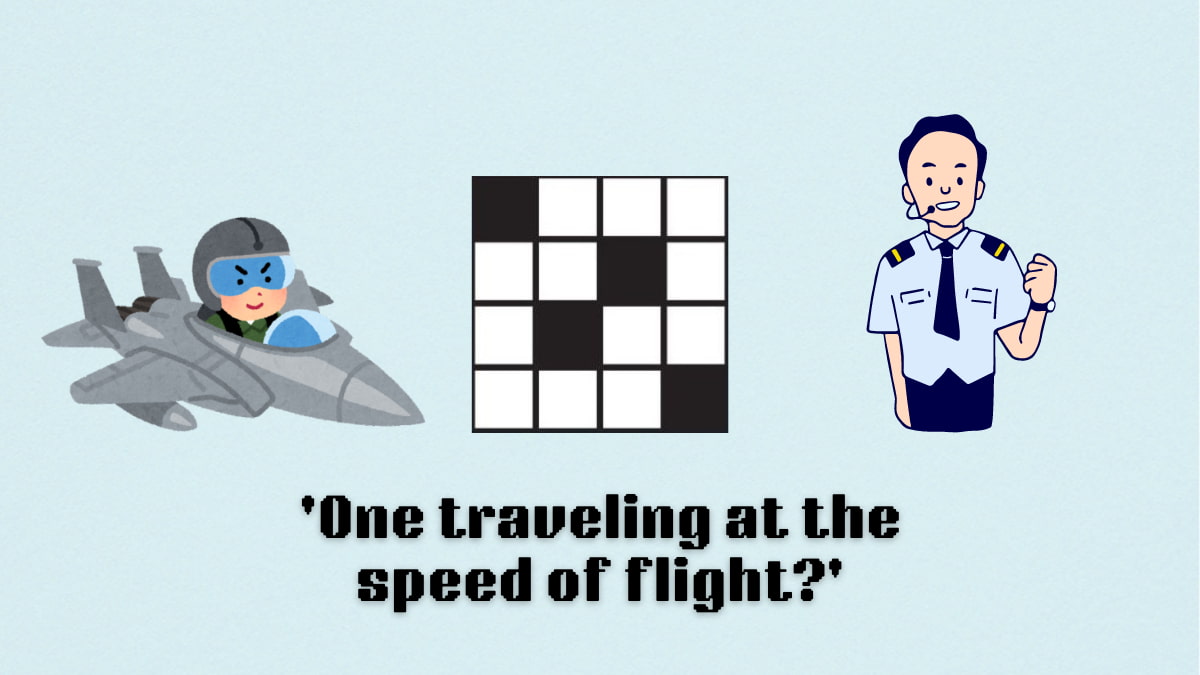 Picture showing the one traveling at the speed of flight clue cover in NYT Mini Crossword.