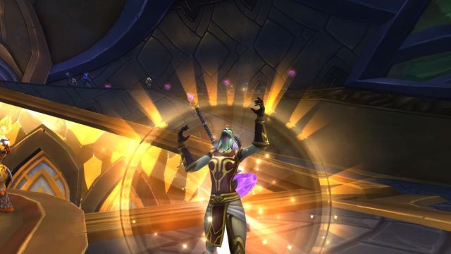 Lightforged Draenei Paladin casting a spell in World of Warcraft.