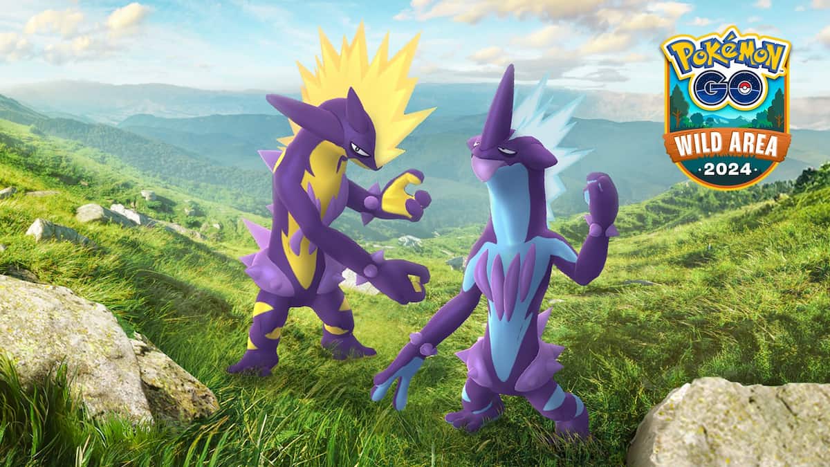 Pokémon Go Wild Area Ticket, featuring two Toxtricitys posing.