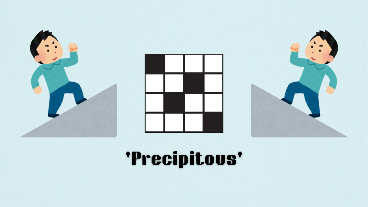 Picture showing the Precipitous clue cover in NYT Mini Crossword.