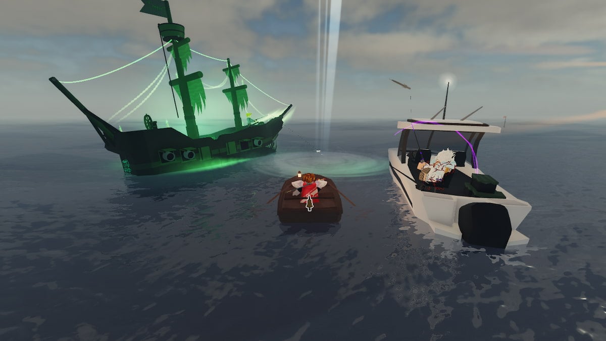 Picture showing the strange whirlpool in Roblox Fisch which leads to Vertigo, allowing players to buy Nocturnal Rod.