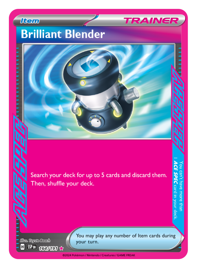 Brilliant Blender ACE SPEC Pokémon card.